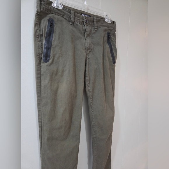 Express Slim Men's Olive Pants, 30x32 - Picture 1 of 6